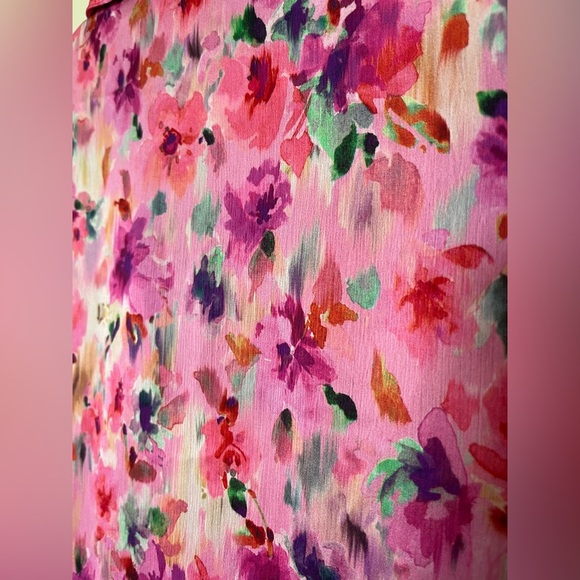 ZARA Pink Floral Button Down Long Sleeve Sheer Blouse with Collar Women’s Size S - Picture 13 of 13